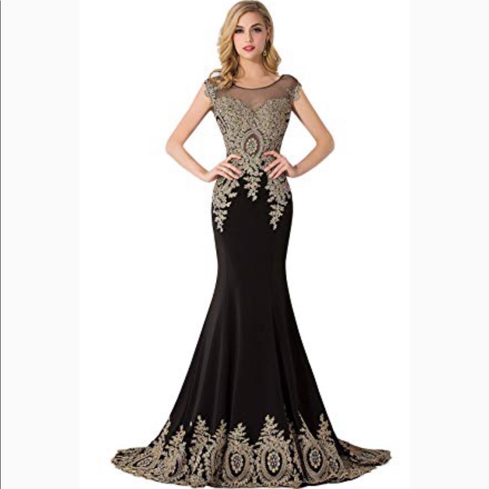 Black and Gold Prom Dress